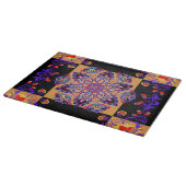 Planche À Découper Artwork graphique floral noir et violet Mehndi (Coin)