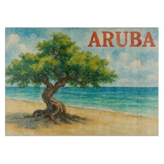 Planche À Découper Aruba Divi Tree Eagle Beach watercolor