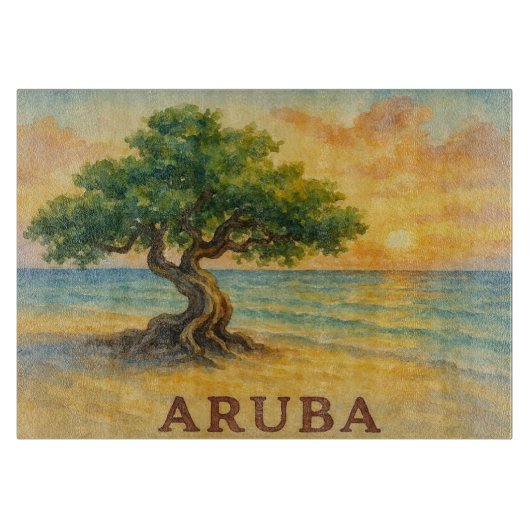 Planche À Découper Aruba Eagle Beach Divi Tree Heure dorée (Devant)