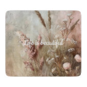 Planche À Découper Assez Chic Beige Rose Bohème Floral  (Devant)