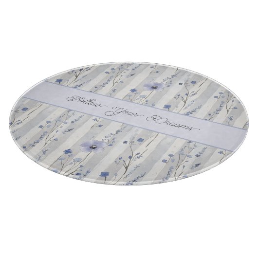 Planche À Découper Assez Chic Fleurs Lavande Rayures  (Coin)