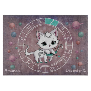 Planche À Découper Astrological Sagittarius Cute cat Zodiac Wheel