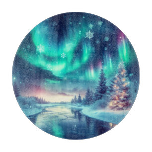 Planche À Découper aurora borealis/Noël/hiver