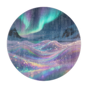 Planche À Découper Aurore Boréale Vagues Étincelantes Fantaisie