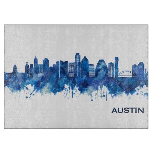 Planche À Découper Austin Texas Skyline Blue (Devant)