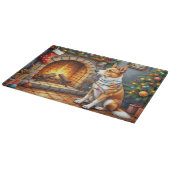 Planche À Découper Australian Kelpie Fireplace with Christmas Lights (Coin)