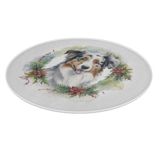 Planche À Découper Australian Shepherd Christmas Wreath Festive Pup (Coin)
