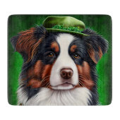 Planche À Découper Australian Shepherd dog en tenue de St. Patrick's  (Devant)