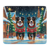 Planche À Découper Australian Shepherd Dogs Christmas Snow Holiday (Devant)