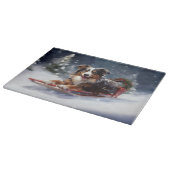 Planche À Découper Australian Shepherd hiver neige de Noël (Coin)