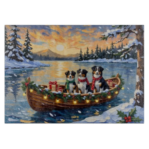 Planche À Découper Australian Shepherd Noël Bateau Vacances