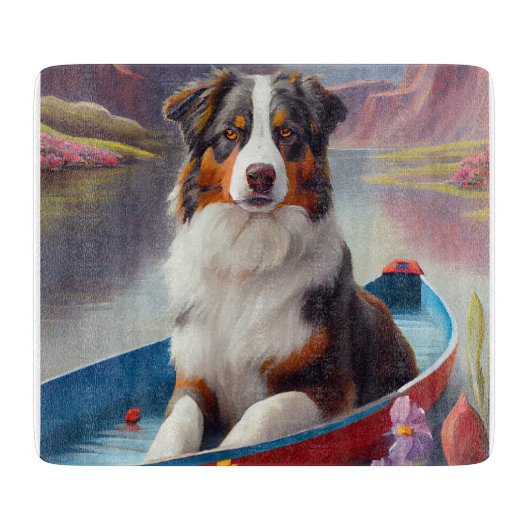Planche À Découper Australian Shepherd sur une pagaie : Une aventure  (Devant)