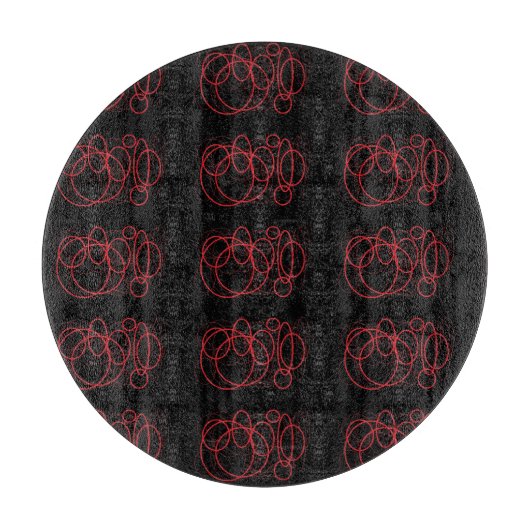 Planche À Découper autocollant des cercles noir et rouge (Devant)