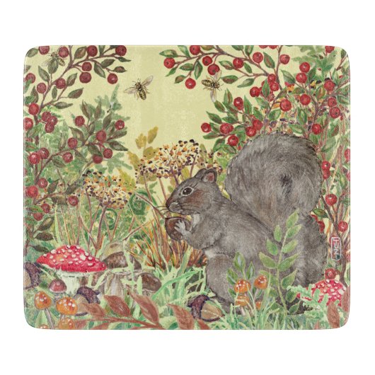 Planche À Découper Automne Automne Écureuil forestier Feuille Russe J (Devant)