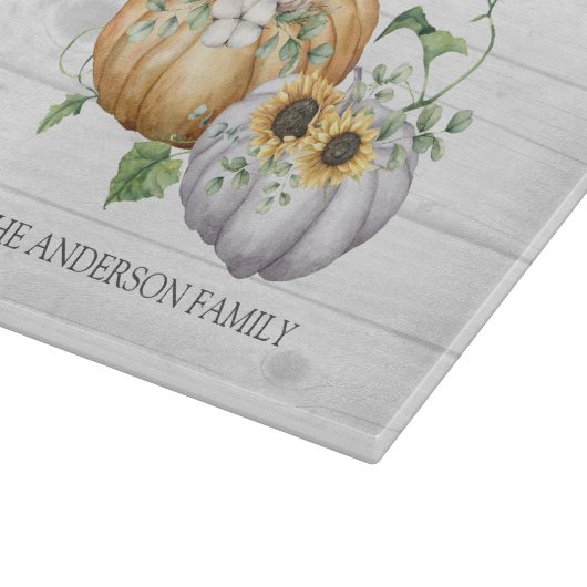 Planche À Découper Automne Citrouille Tournesol et Fleurs de coton (Coin)