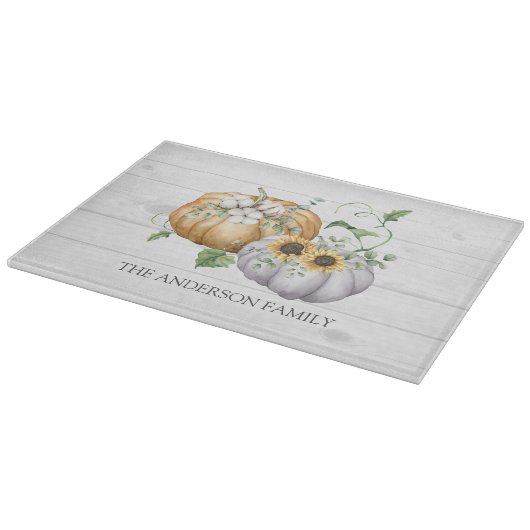 Planche À Découper Automne Citrouille Tournesol et Fleurs de coton (Coin)