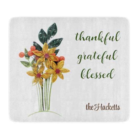 Planche À Découper Automne Fleurs moulées Imprimer le verre (Devant)