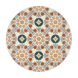 Planche À Découper Automne Floral Géométrique, Vintage sans fil.