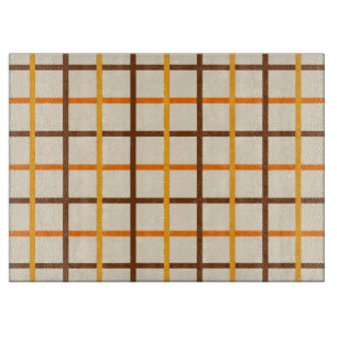 Planche À Découper Automne Plaid Motif en Orange Vert et Brown