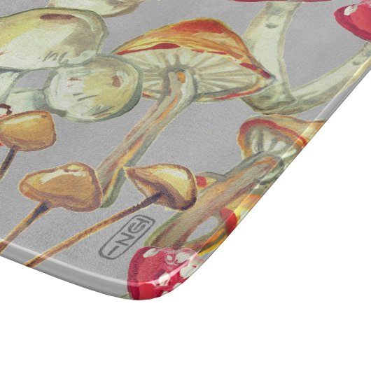 Planche À Découper Automne Rustique Champignon Automne Bois Nature Gr (Coin)