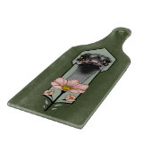 Planche À Découper Autruche Rose Fleurs Vert Olive Art Déco (Coin)