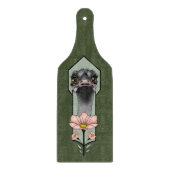 Planche À Découper Autruche Rose Fleurs Vert Olive Art Déco (Devant)