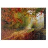 Planche À Découper Autumn Leaves and Trees Covering Dirt Road (Devant)