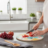 Planche à découper avec écriture abstraite du mili