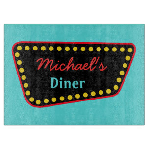 Planche à découper avec enseigne de diner personna