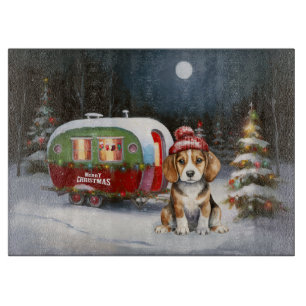 Planche À Découper Aventure de Noël de la caravane du Beagle d'hiver
