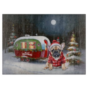 Planche À Découper Aventure de Noël en caravane avec un Bouledogue fr