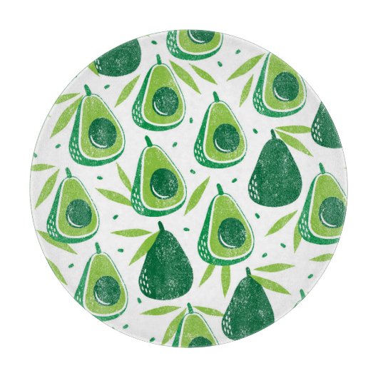 Planche À Découper Avocado, timbre texturé, motif transparent. (Devant)