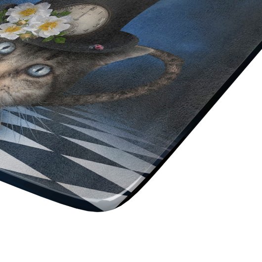 Planche À Découper Awesome Mad Hatter Teapot Chat Conception Whimsica (Coin)