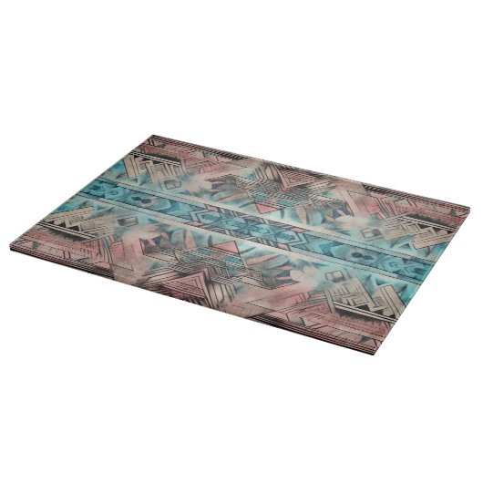 Planche À Découper Aztec Sud-Ouest Pastel Rose Et Bleu (Coin)