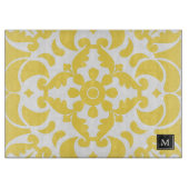 Planche À Découper Azulejos Jaune Monogramme méditerranéen portugais (Devant)