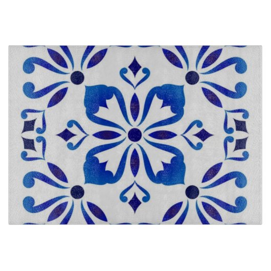 Planche À Découper Azure Arabesque Floral Geometry Elegant Coastal (Devant)