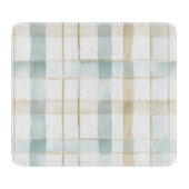 Planche À Découper Baby Shower carreaux bleu crème blanc (Devant)