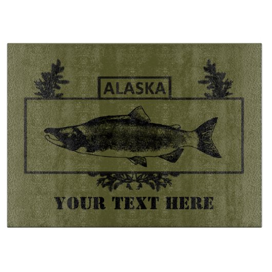 Planche À Découper Badge de pêcheur de combat de l'Alaska (Devant)
