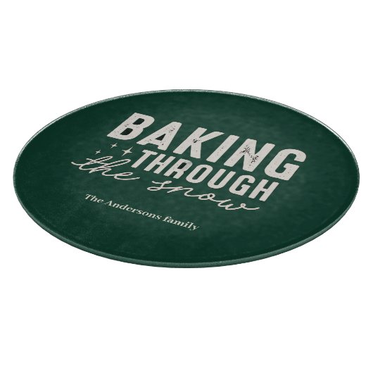 Planche À Découper “Baking Through the Snow Personalized Forest Green (Coin)