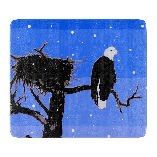 Planche À Découper Bald Eagle en hiver - Art original de la faune (Devant)