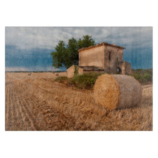 Planche À Découper Balle de foin dans un champ de Provence (Devant)