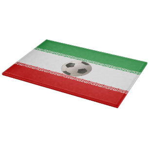 Planche À Découper Ballon de football avec le drapeau iranien