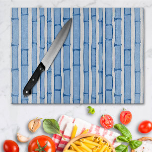 Planche À Découper Bambooey Rayure de Bambou en Porcelaine Bleue