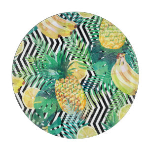 Planche À Découper Bananes exotiques citrons Tropical sans joint