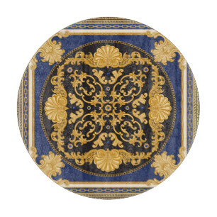 Planche À Découper Bandana Print : Black Blue Gold.