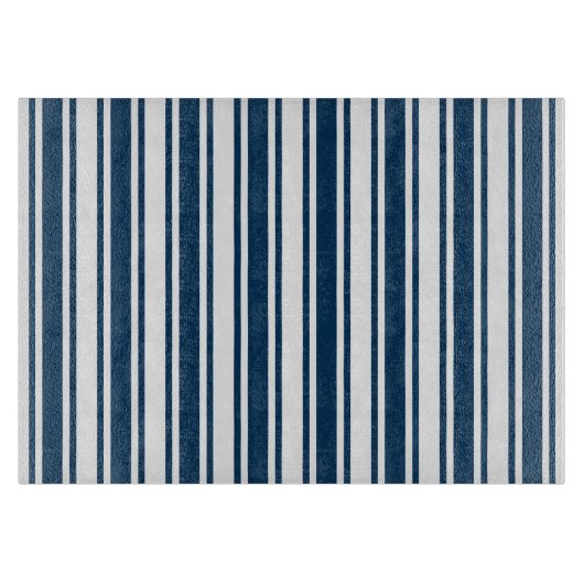 Planche À Découper Bandes de bonbons bleu et blanc marine (Devant)