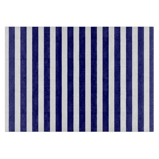 Planche À Découper Bandes de bonbons bleu et blanc marine (Devant)