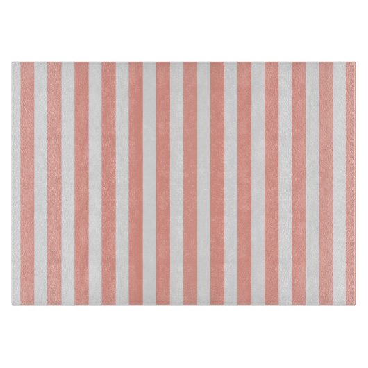 Planche À Découper Bandes de bonbons corail et blanc (Devant)