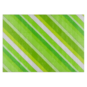 Planche À Découper Bandes de bonbons en couches - vert citron et blan
