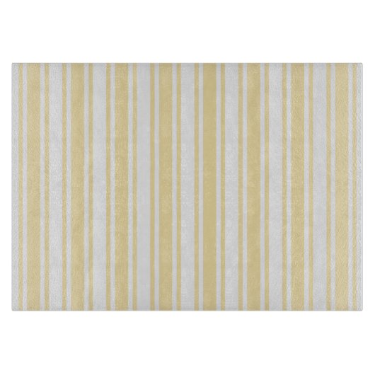 Planche À Découper Bandes de bonbons jaune pâle et blanc (Devant)